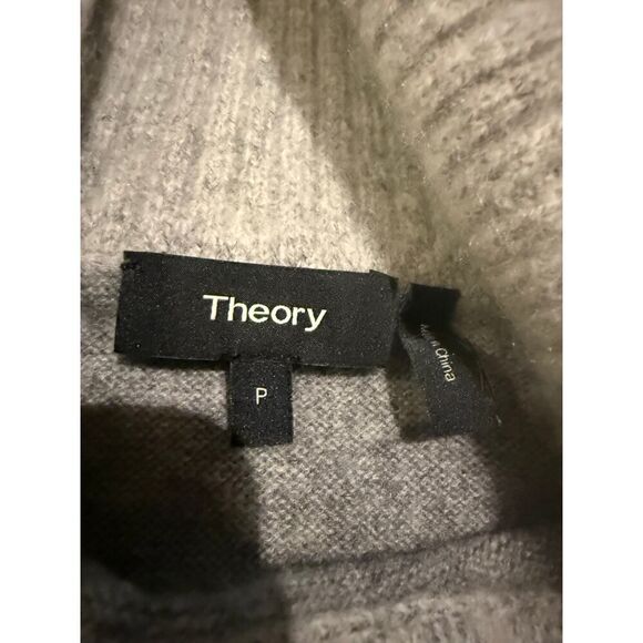 Theory Cashmere Off Shoulder Foldover Grey Sweater Women’s Sz. P - Picture 3 of 4
